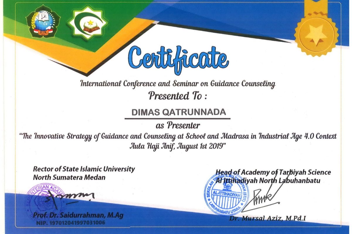8-2nd Presenter-International Conference and Seminar on Guidance-Counseling UINSU (Agustus 2019)
